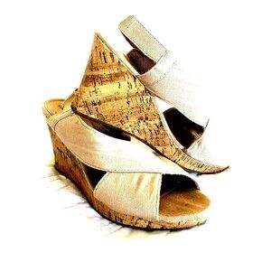 George Espadrille Sandals Cork Heel 9 29 Womens Canvas Wedge Sling Back Summer